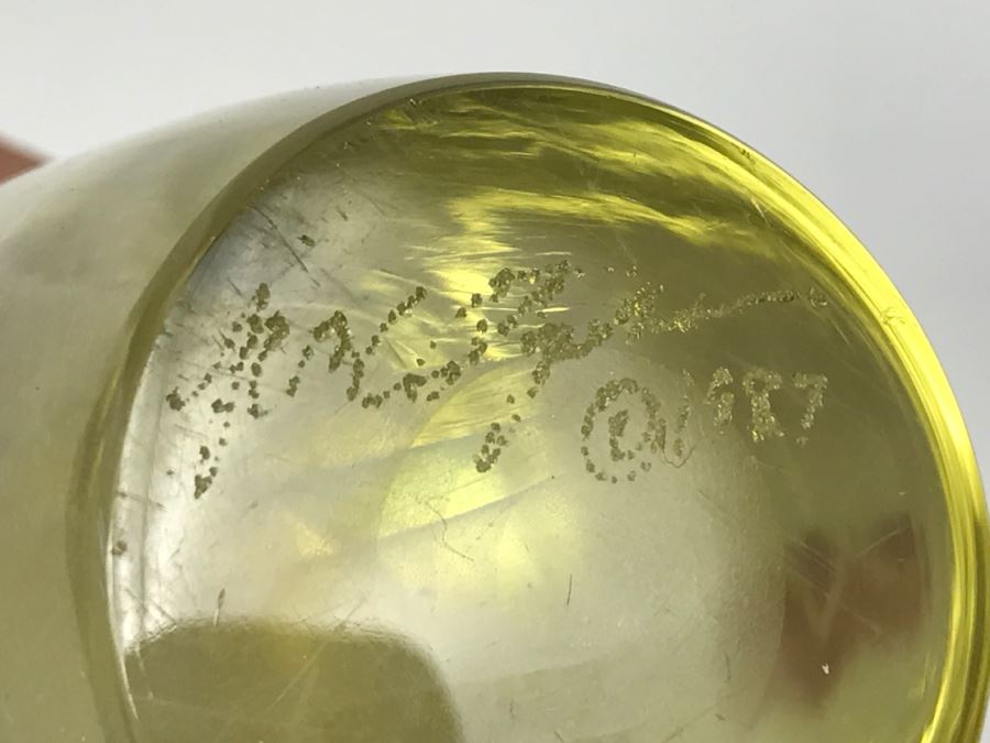 Vintage 1987 Art Glass Sculpture Signed Underneath [Photo 2]