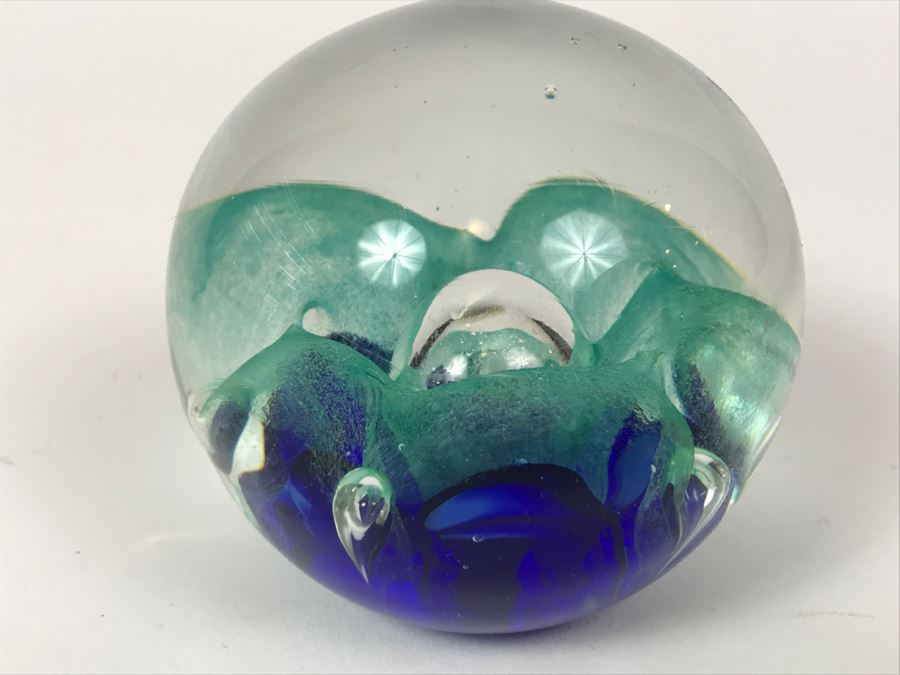 Art Glass Paperweight Signed Mt. St. Helen's Ash