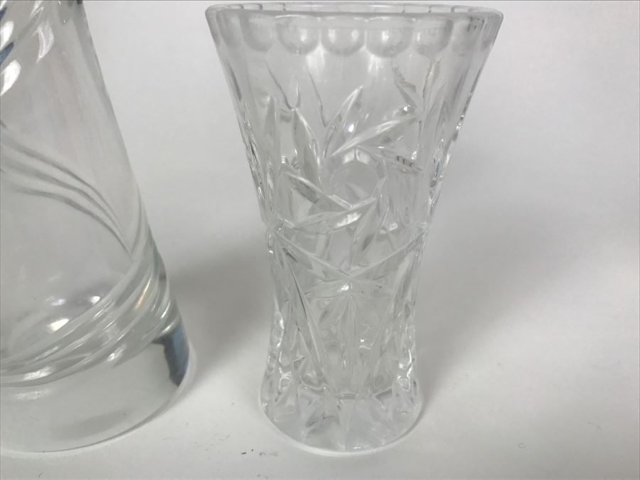 Pair Of Clear Crystal Glass Vases [Photo 4]