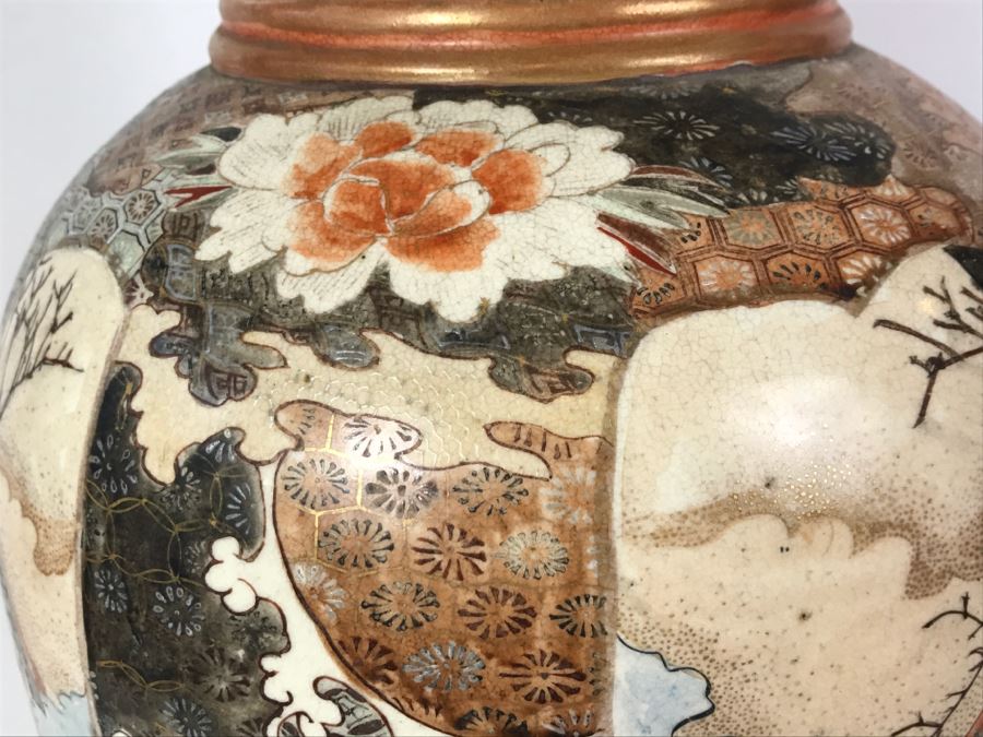 Stunning Large 24' Antique Asian Detailed Hand Painted Vase [Photo 27]