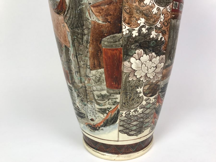 Stunning Large 24' Antique Asian Detailed Hand Painted Vase [Photo 16]