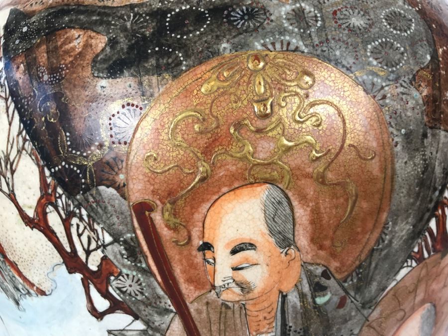 Stunning Large 24' Antique Asian Detailed Hand Painted Vase [Photo 19]