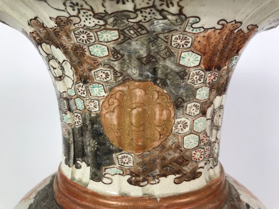 Stunning Large 24' Antique Asian Detailed Hand Painted Vase [Photo 5]