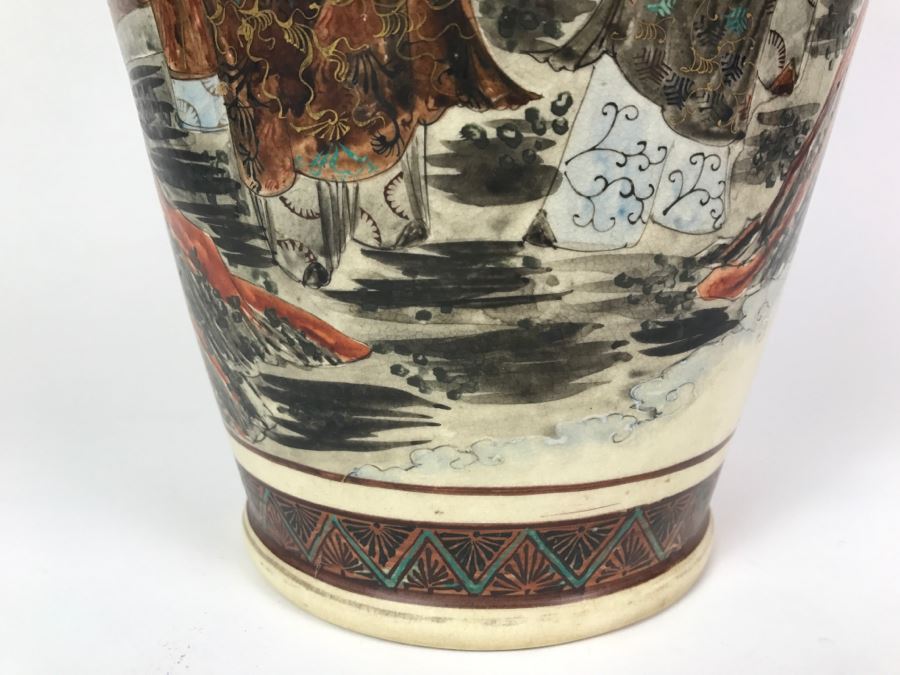Stunning Large 24' Antique Asian Detailed Hand Painted Vase [Photo 10]