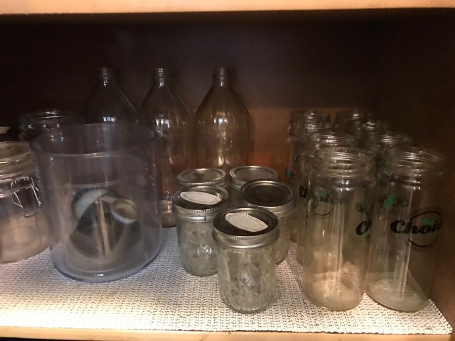 Huge Cabinet Lot Of Appliances, Glass Pyrex Bakeware, SS Teapot, Glass Tumbler Set, Magic Bullet, Mason Jars, Wooden Salad Bowl Set And More (See All Photos) [Photo 9]