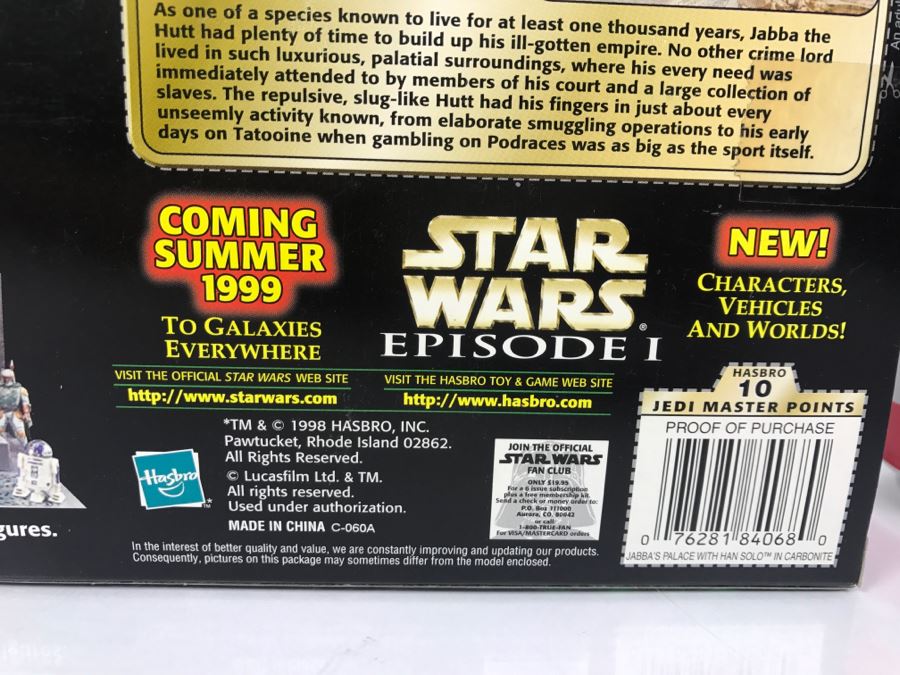 STAR WARS The Power Of The Force Jabba's Palace With Han Solo In Carbonite 3-D Diorama Hasbro 1998 New In Box [Photo 7]