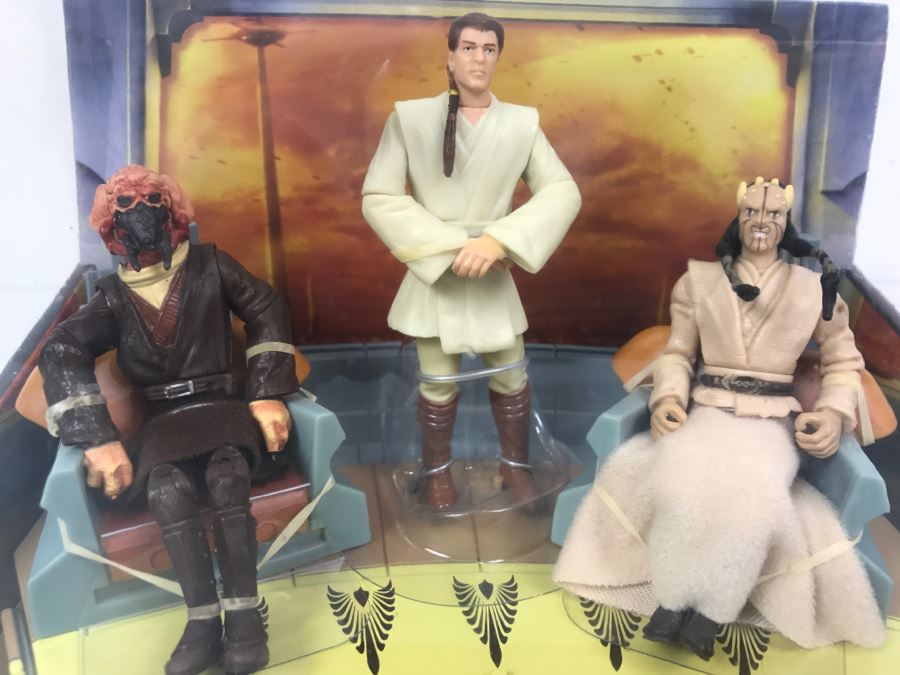 STAR WARS The Phantom Menace Jedi High Council - Scene 2 Plo Koon, Obi-Wan Kenobi, Eeth Koth Hasbro 2004 32154  New In Box [Photo 4]