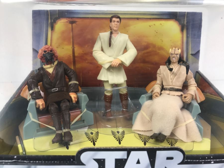 STAR WARS The Phantom Menace Jedi High Council - Scene 2 Plo Koon, Obi-Wan Kenobi, Eeth Koth Hasbro 2004 32154  New In Box [Photo 3]