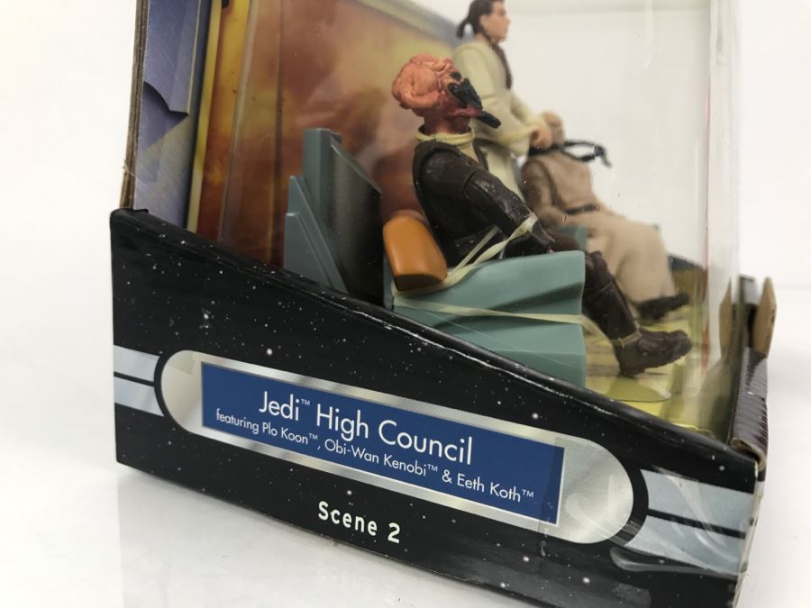 STAR WARS The Phantom Menace Jedi High Council - Scene 2 Plo Koon, Obi-Wan Kenobi, Eeth Koth Hasbro 2004 32154  New In Box [Photo 7]
