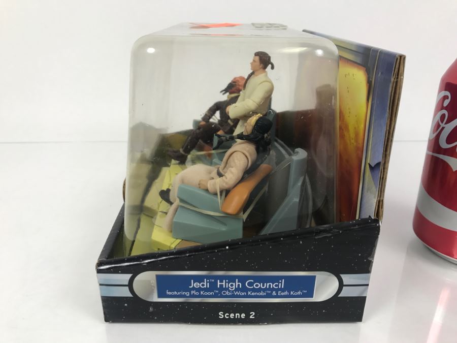 STAR WARS The Phantom Menace Jedi High Council - Scene 2 Plo Koon, Obi-Wan Kenobi, Eeth Koth Hasbro 2004 32154  New In Box [Photo 11]