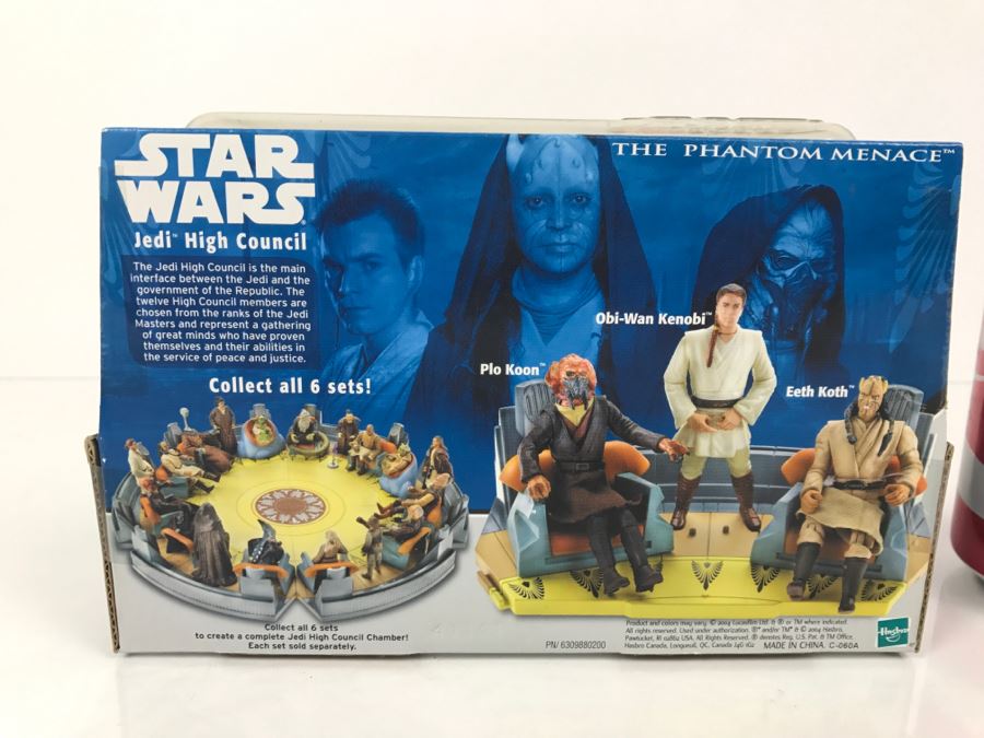 STAR WARS The Phantom Menace Jedi High Council - Scene 2 Plo Koon, Obi-Wan Kenobi, Eeth Koth Hasbro 2004 32154  New In Box [Photo 8]
