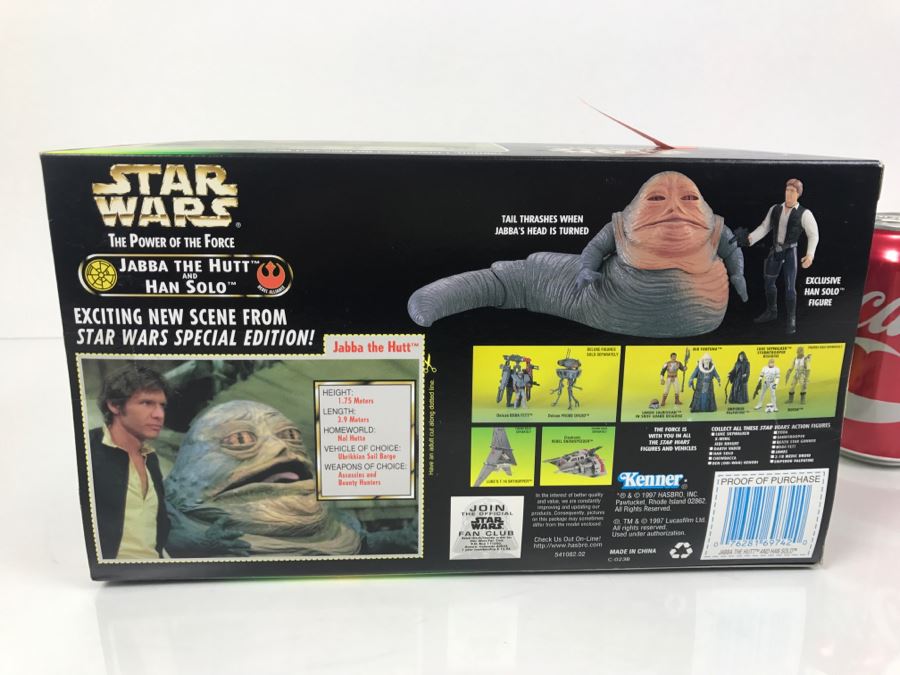STAR WARS The Power Of The Force Jabba The Hutt And Han Solo Kenner Hasbro 1997 69645/69742 New In Box [Photo 10]