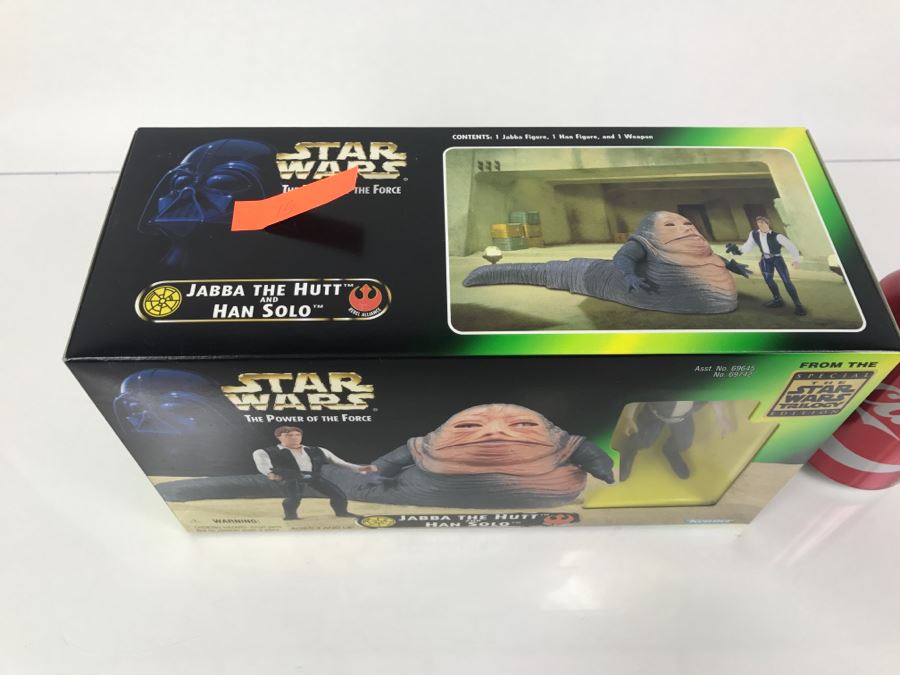 STAR WARS The Power Of The Force Jabba The Hutt And Han Solo Kenner Hasbro 1997 69645/69742 New In Box [Photo 3]