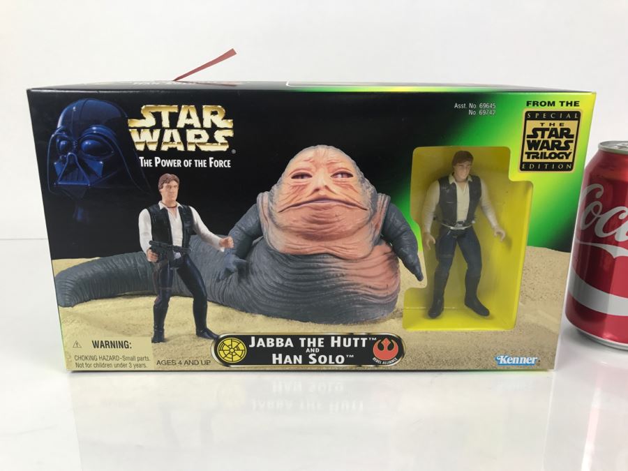 STAR WARS The Power Of The Force Jabba The Hutt And Han Solo Kenner Hasbro 1997 69645/69742 New In Box [Photo 1]