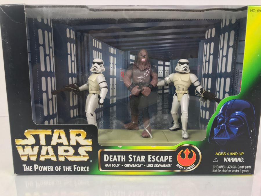 STAR WARS The Power Of The Force Death Star Escape - Han Solo, Chewbacca, Luke Skywalker Kenner Hasbro 1997 69737 New In Box [Photo 4]