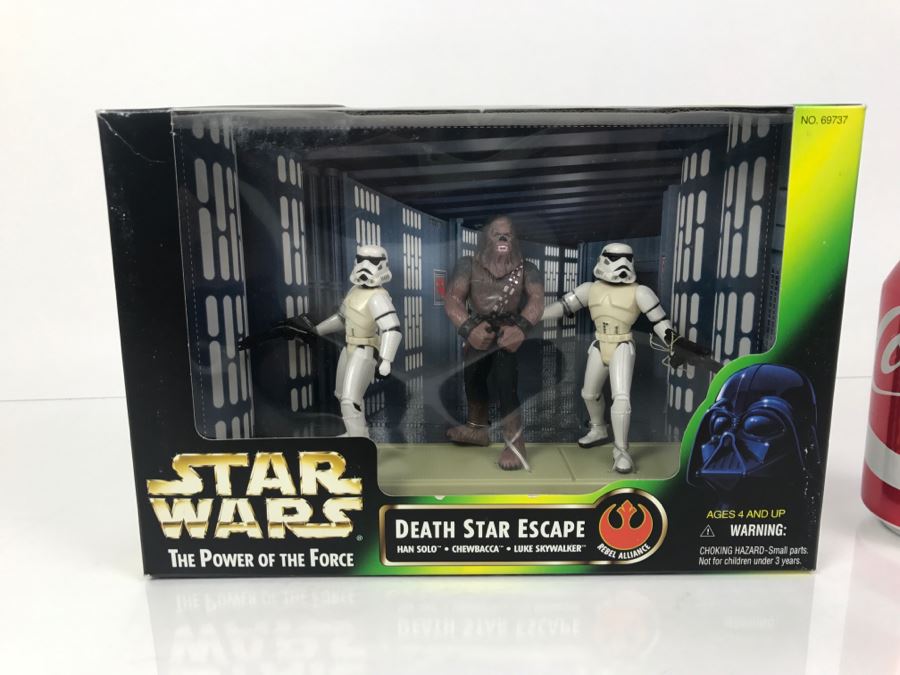 STAR WARS The Power Of The Force Death Star Escape - Han Solo, Chewbacca, Luke Skywalker Kenner Hasbro 1997 69737 New In Box [Photo 1]