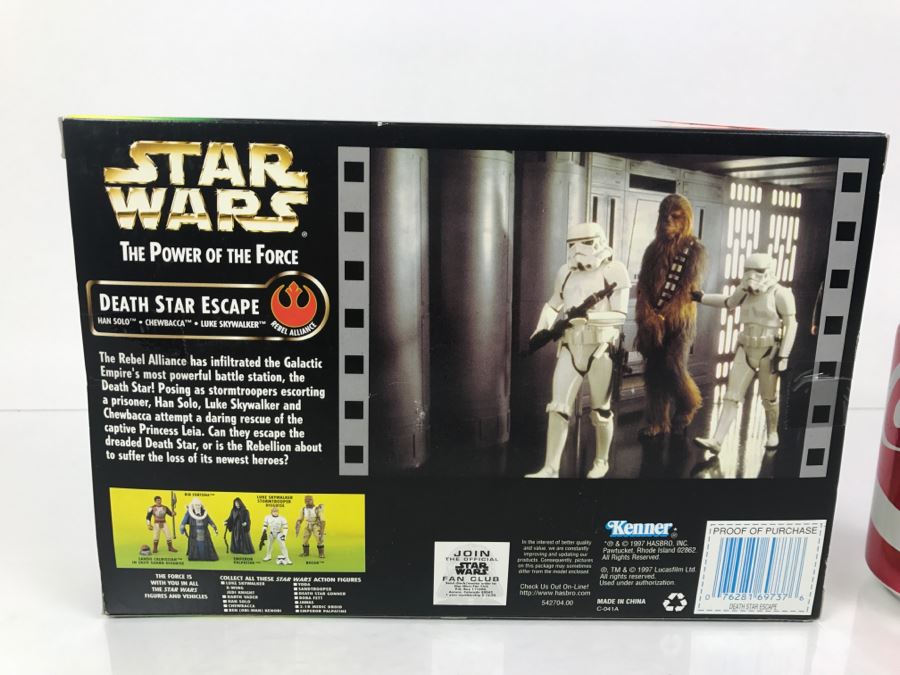 STAR WARS The Power Of The Force Death Star Escape - Han Solo, Chewbacca, Luke Skywalker Kenner Hasbro 1997 69737 New In Box [Photo 7]