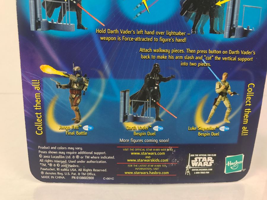 STAR WARS The Empire Strikes Back Darth Vader With Slashing Light Saber Attack Collection 1 Hasbro 2001 New On Card [Photo 10]