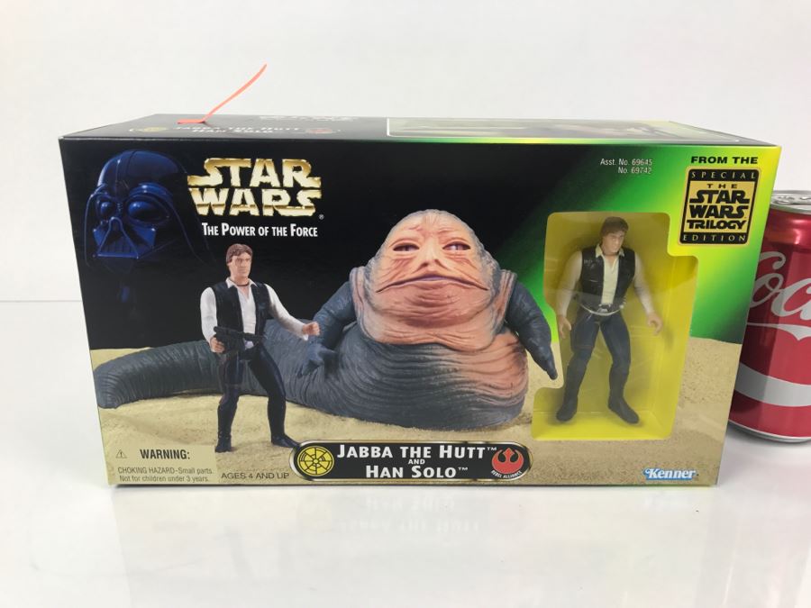 STAR WARS The Power Of The Force Jabba The Hutt And Han Solo Kenner Hasbro 1997 69645/69742 New in Box [Photo 1]