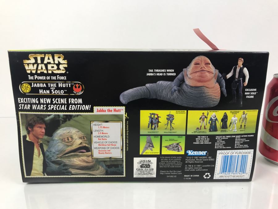 STAR WARS The Power Of The Force Jabba The Hutt And Han Solo Kenner Hasbro 1997 69645/69742 New in Box [Photo 10]