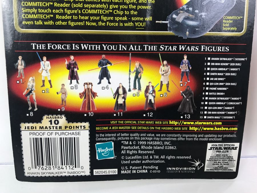 STAR WARS Episode 1 Anakin Skywalker Naboo With Comlink Unit CommTech Chip Collection 1 Hasbro 1999 84085/84112 New On Card [Photo 11]