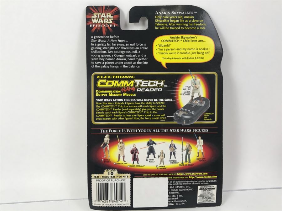 STAR WARS Episode 1 Anakin Skywalker Tatooine With Backpack and Grease Gun CommTech Chip Collection 1 Hasbro 1998 84085/84074 New On Card [Photo 9]