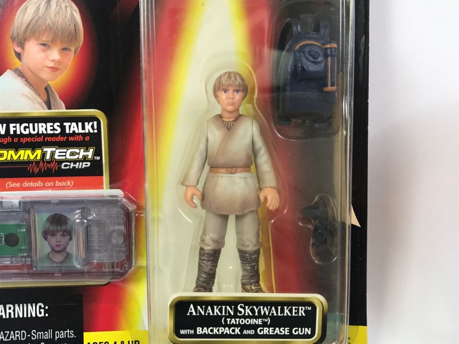 STAR WARS Episode 1 Anakin Skywalker Tatooine With Backpack and Grease Gun CommTech Chip Collection 1 Hasbro 1998 84085/84074 New On Card [Photo 4]