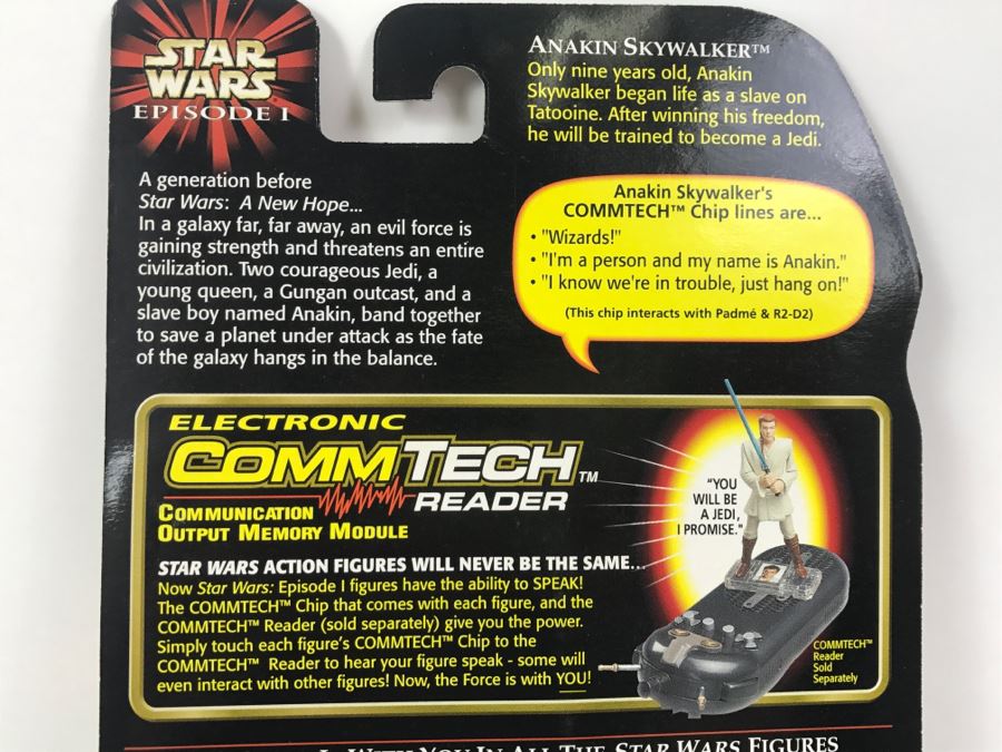 STAR WARS Episode 1 Anakin Skywalker Tatooine With Backpack and Grease Gun CommTech Chip Collection 1 Hasbro 1998 84085/84074 New On Card [Photo 10]