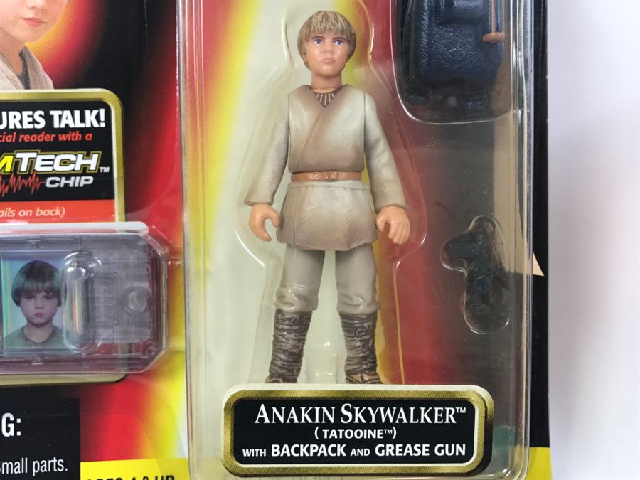 STAR WARS Episode 1 Anakin Skywalker Tatooine With Backpack and Grease Gun CommTech Chip Collection 1 Hasbro 1998 84085/84074 New On Card [Photo 5]