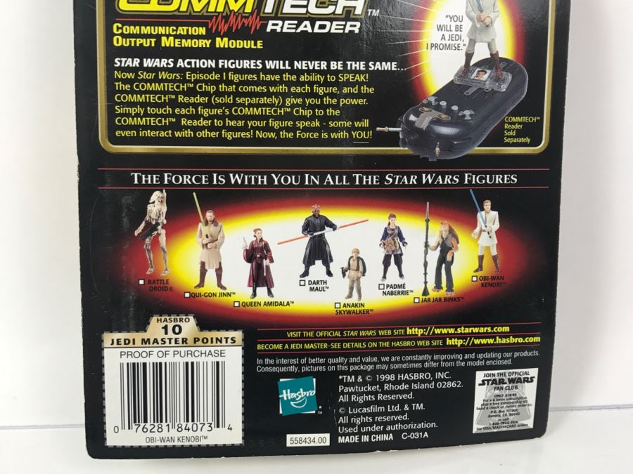 STAR WARS Episode 1 Obi-Wan Kenobi Jedi Duel With LightSaber CommTech Chip Collection 1 Hasbro 1998 84085/84073 New On Card [Photo 9]