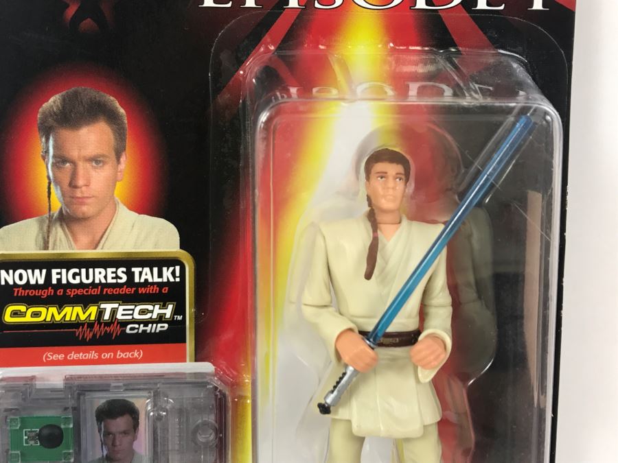 STAR WARS Episode 1 Obi-Wan Kenobi Jedi Duel With LightSaber CommTech Chip Collection 1 Hasbro 1998 84085/84073 New On Card [Photo 3]