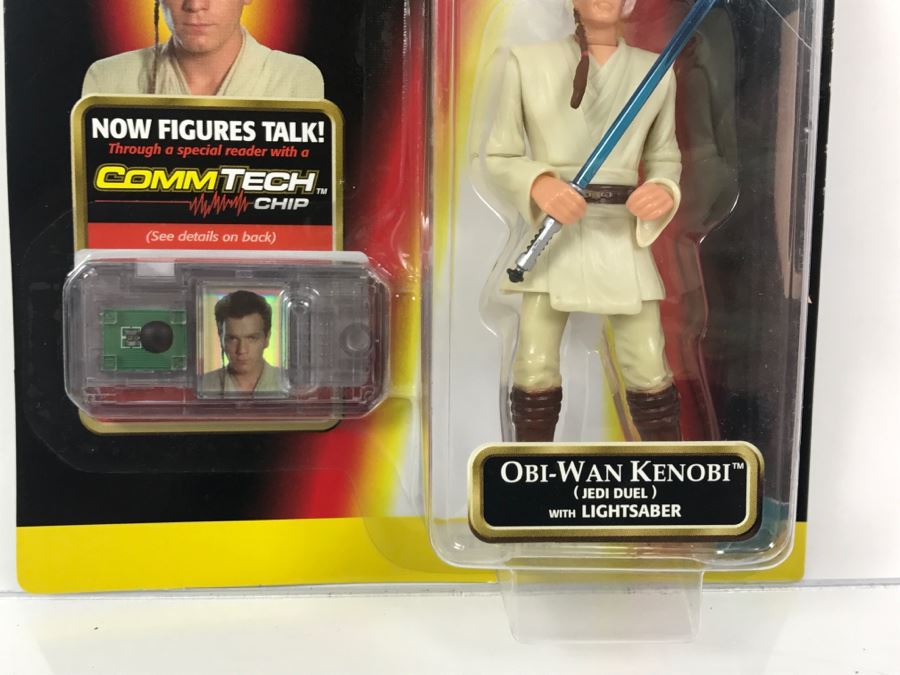 STAR WARS Episode 1 Obi-Wan Kenobi Jedi Duel With LightSaber CommTech Chip Collection 1 Hasbro 1998 84085/84073 New On Card [Photo 4]