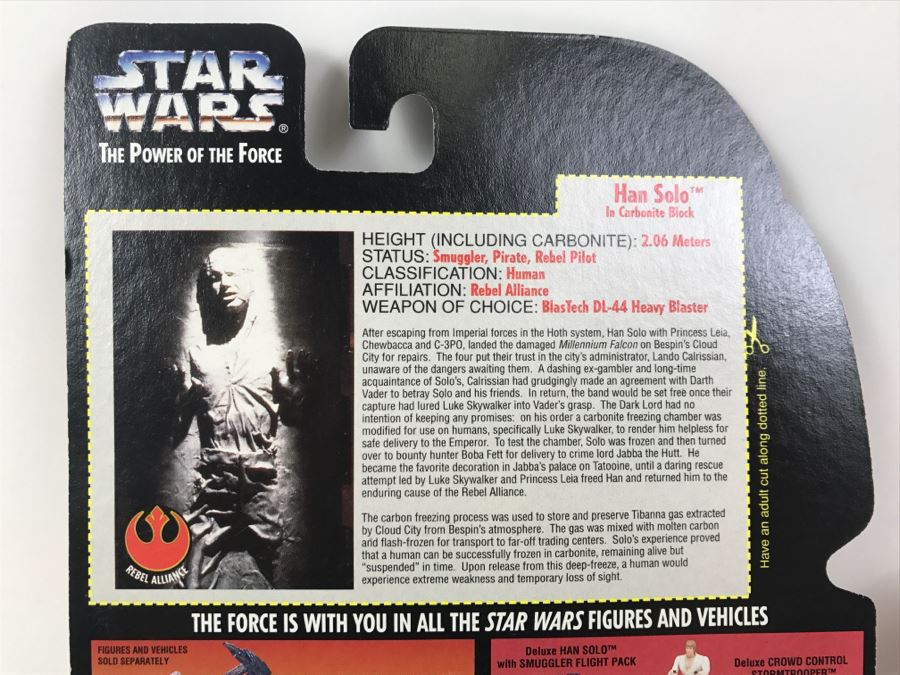 STAR WARS The Power Of The Force Han Solo In Carbonite Block Kenner Hasbro 1996 69605/69613 New On Card [Photo 8]