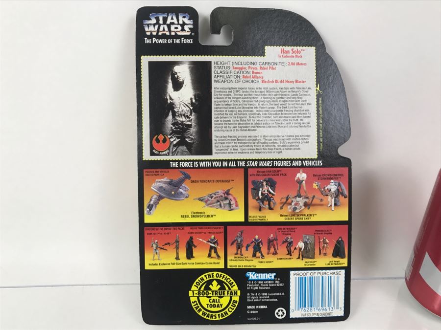 STAR WARS The Power Of The Force Han Solo In Carbonite Block Kenner Hasbro 1996 69605/69613 New On Card [Photo 7]
