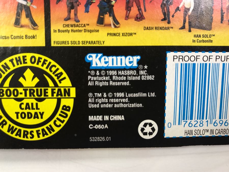 STAR WARS The Power Of The Force Han Solo In Carbonite Block Kenner Hasbro 1996 69605/69613 New On Card [Photo 10]