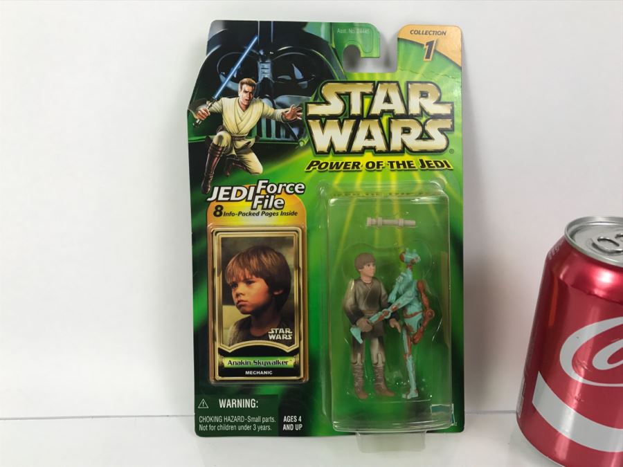STAR WARS The Power Of The Jedi Collection 1 Anakin Skywalker Mechanic Jedi Force File Hasbro 2000 84445 New On Card [Photo 1]