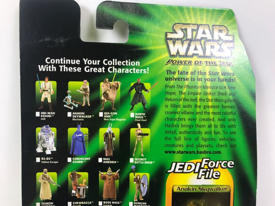 STAR WARS The Power Of The Jedi Collection 1 Anakin Skywalker Mechanic Jedi Force File Hasbro 2000 84445 New On Card [Photo 9]