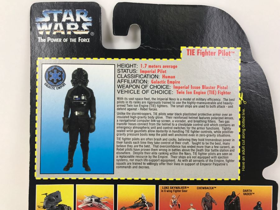 STAR WARS The Power Of The Force TIE Fighter Pilot Kenner Tonka Hasbro 1995 69605/69673 New On Card [Photo 11]