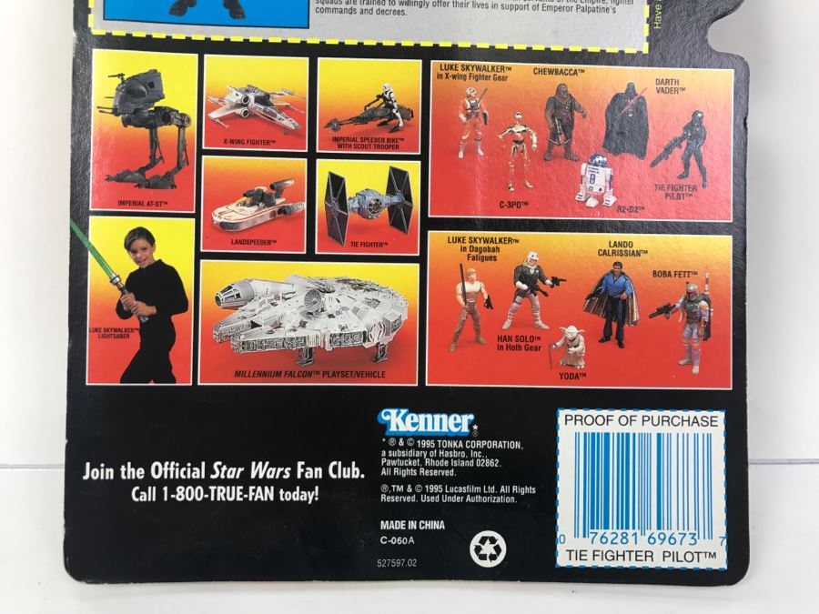 STAR WARS The Power Of The Force TIE Fighter Pilot Kenner Tonka Hasbro 1995 69605/69673 New On Card [Photo 12]