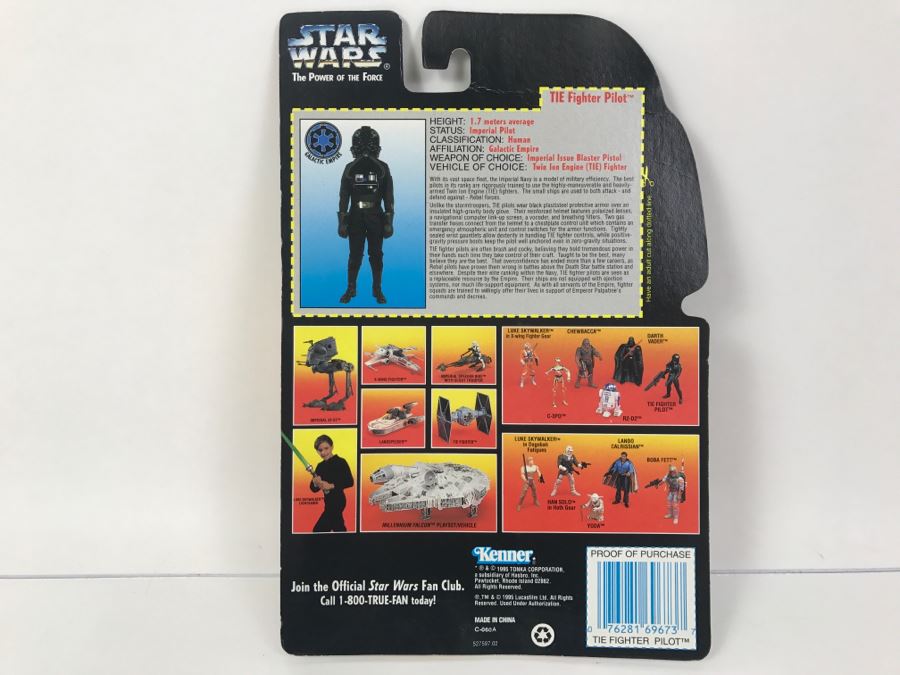 STAR WARS The Power Of The Force TIE Fighter Pilot Kenner Tonka Hasbro 1995 69605/69673 New On Card [Photo 10]