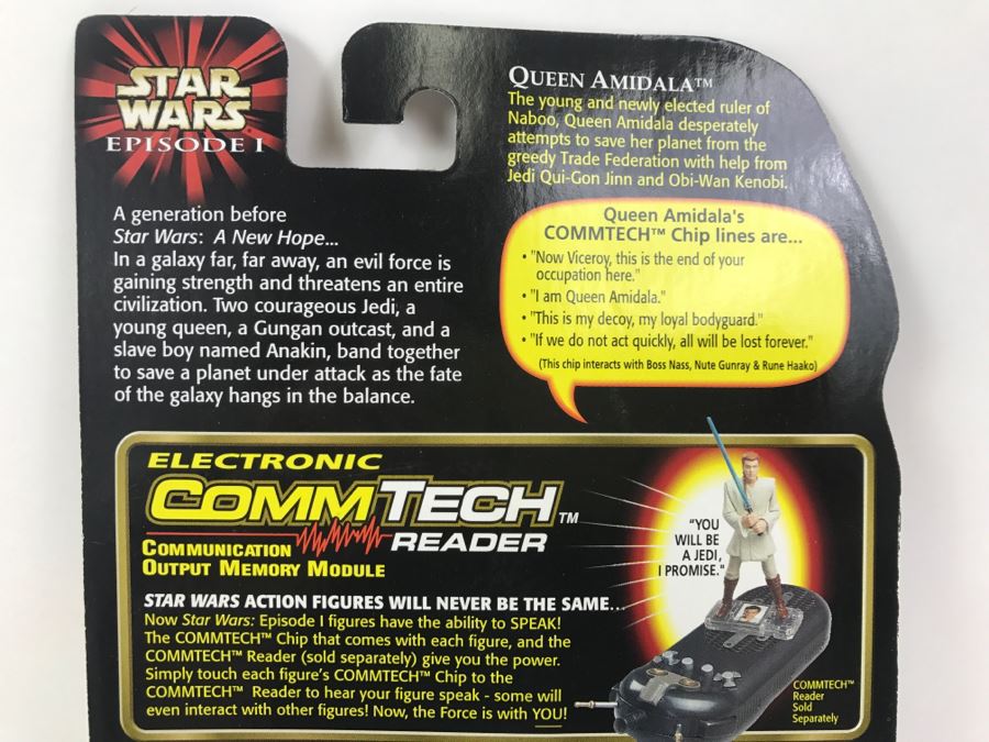 STAR WARS Episode 1 Queen Amidala Naboo with Blaster Pistols CommTech Chip Collection 1 Hasbro 1998 84085/84078 New On Card [Photo 9]