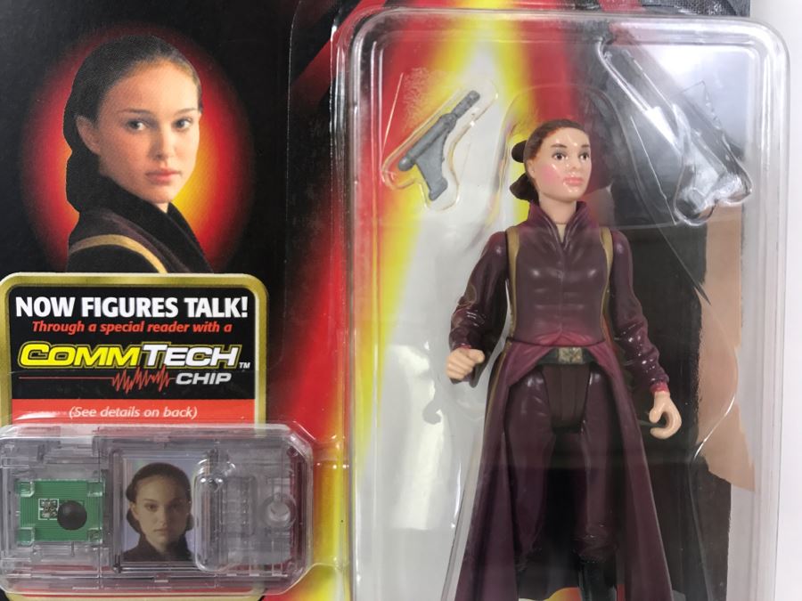 STAR WARS Episode 1 Queen Amidala Naboo with Blaster Pistols CommTech Chip Collection 1 Hasbro 1998 84085/84078 New On Card [Photo 3]