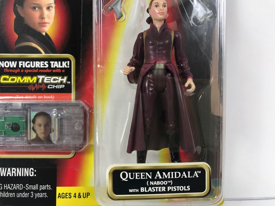 STAR WARS Episode 1 Queen Amidala Naboo with Blaster Pistols CommTech Chip Collection 1 Hasbro 1998 84085/84078 New On Card [Photo 5]
