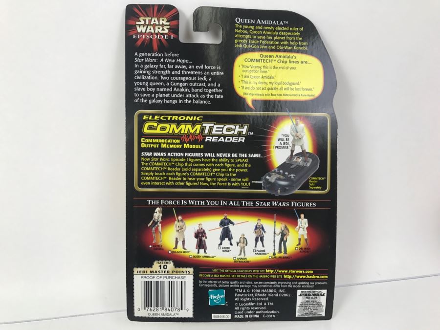 STAR WARS Episode 1 Queen Amidala Naboo with Blaster Pistols CommTech Chip Collection 1 Hasbro 1998 84085/84078 New On Card [Photo 8]