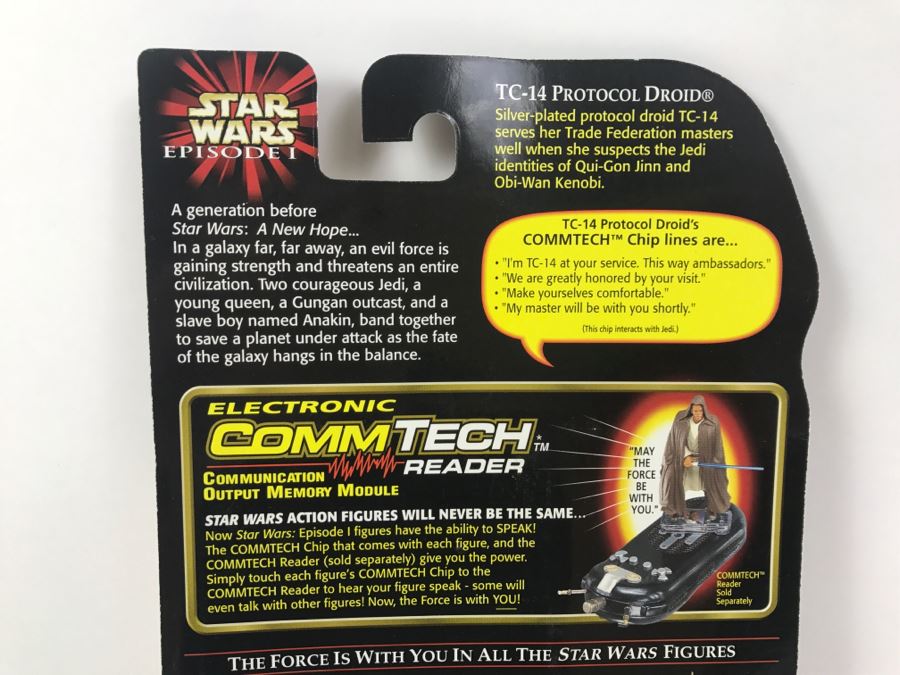 STAR WARS Episode 1 TC-14 Protocol Droid with Serving Tray CommTech Chip Collection 3 Hasbro 1999 84105/84276 New On Card [Photo 11]