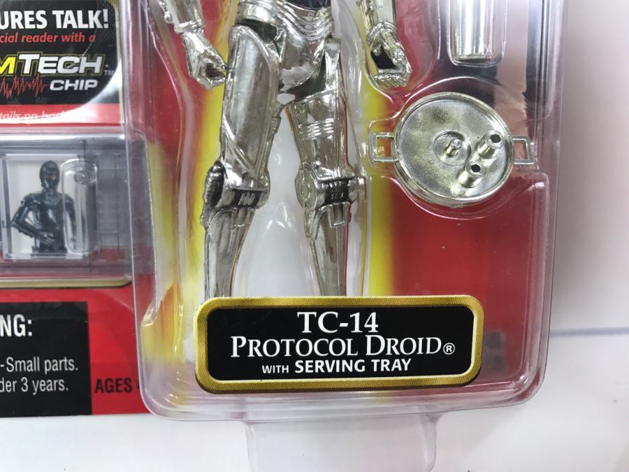 STAR WARS Episode 1 TC-14 Protocol Droid with Serving Tray CommTech Chip Collection 3 Hasbro 1999 84105/84276 New On Card [Photo 6]