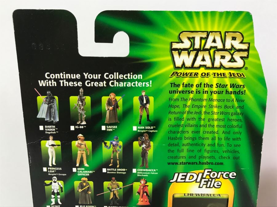 STAR WARS The Power Of The Jedi Collection 1 Chewbacca Jedi Force File Hasbro 2000 84445 New On Card [Photo 10]