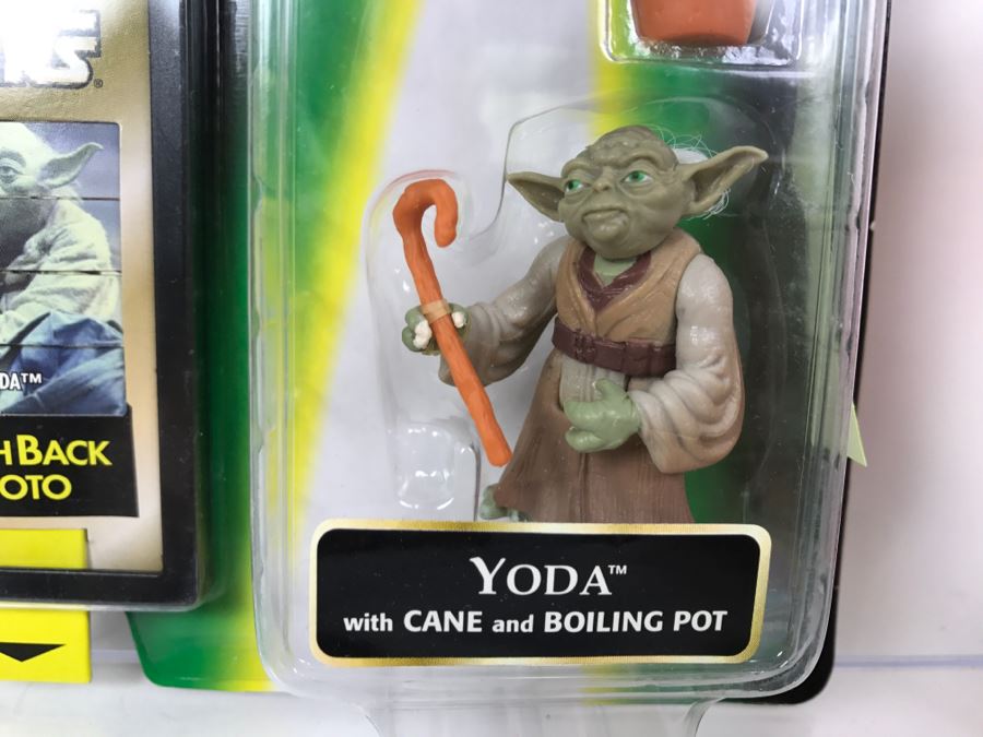 STAR WARS The Power Of The Force Yoda With Cane And Boiling Pot Episode 1 FlashBack Photo Kenner Hasbro 1998 69680/84039 New On Card [Photo 7]