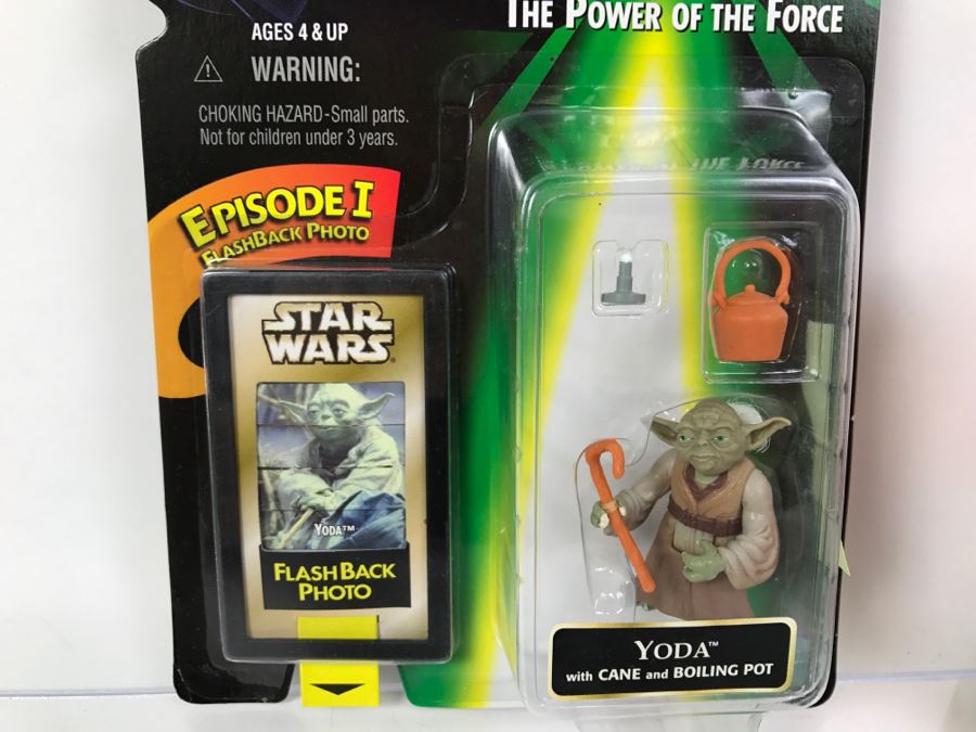 STAR WARS The Power Of The Force Yoda With Cane And Boiling Pot Episode 1 FlashBack Photo Kenner Hasbro 1998 69680/84039 New On Card [Photo 4]