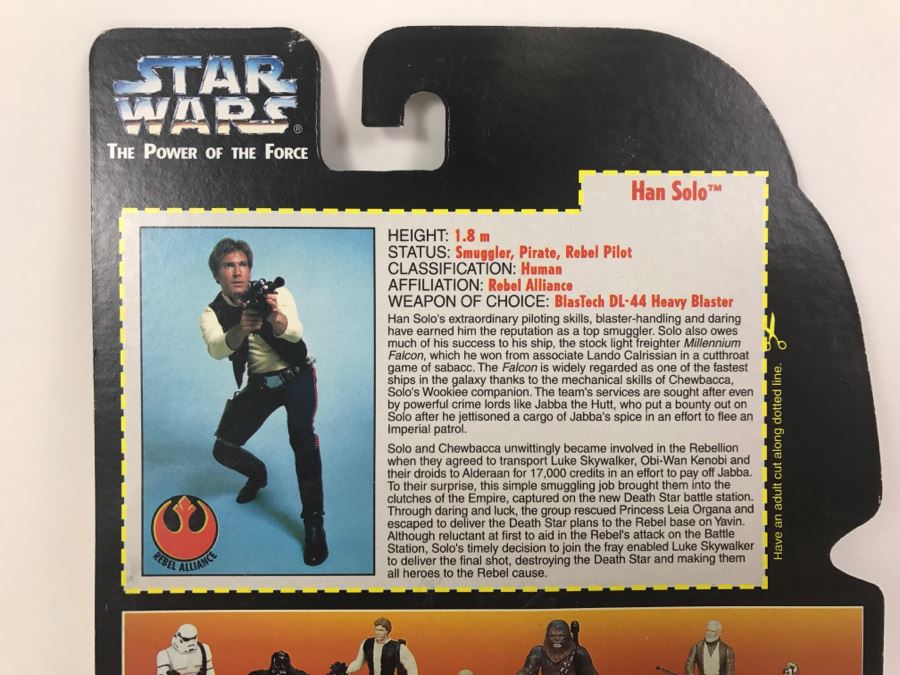 STAR WARS The Power Of The Force Han Solo With Heavy Assault Rifle and Blaster Kenner Tonka Hasbro 1995  69570/69577 New On Card [Photo 10]
